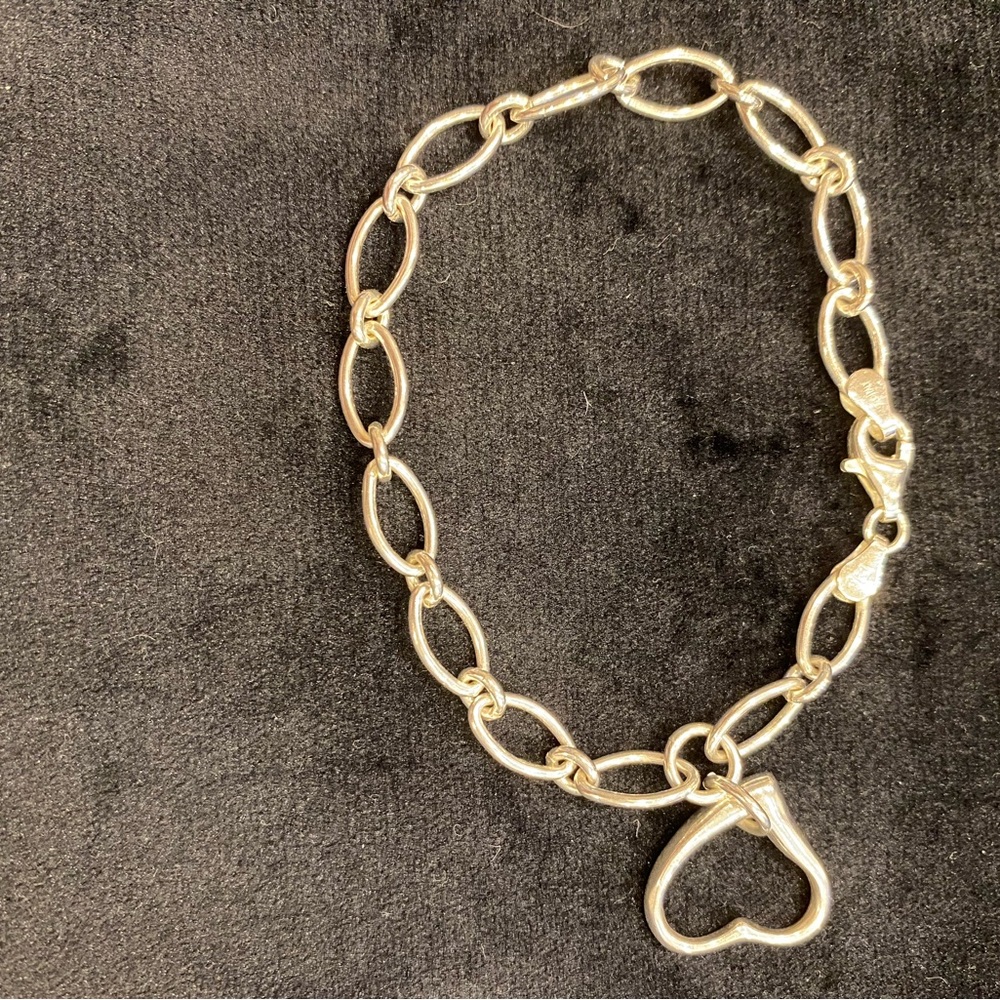 Sterling Silver Heart Charm Bracelet